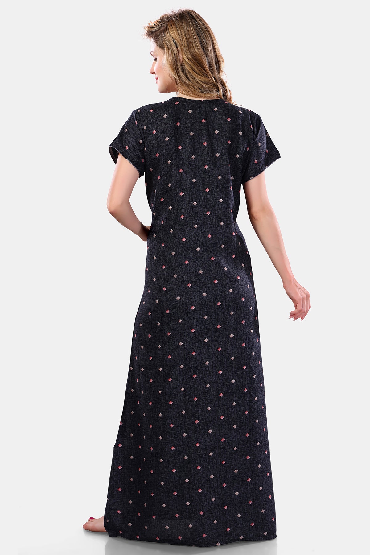 Printed Embroidered Alpine Cotton Nighty / Night Gowns For Women