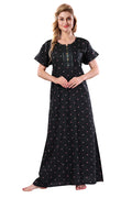 Printed Embroidered Alpine Cotton Nighty / Night Gowns For Women