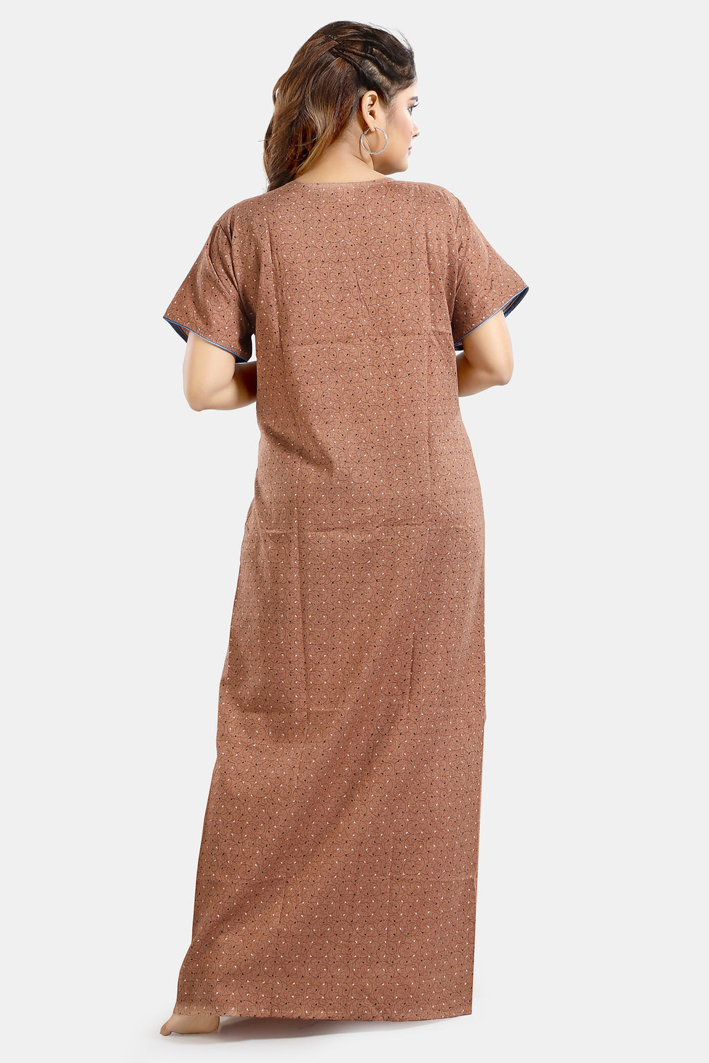 Printed Embroidered PV Cotton Nighty / Night Gowns For Women