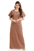 Printed Embroidered PV Cotton Nighty / Night Gowns For Women