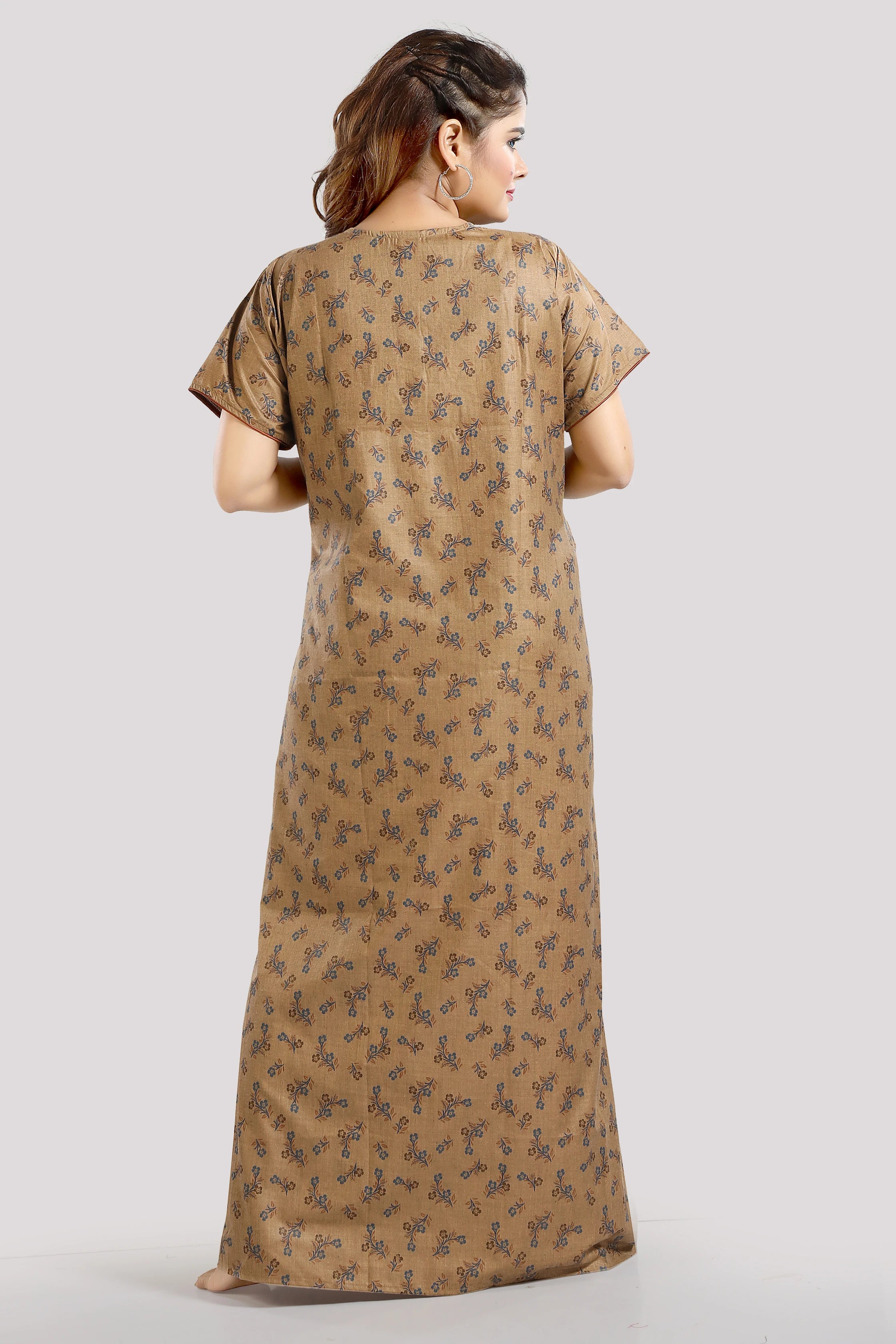  Night Gowns For Women, Brown Back View