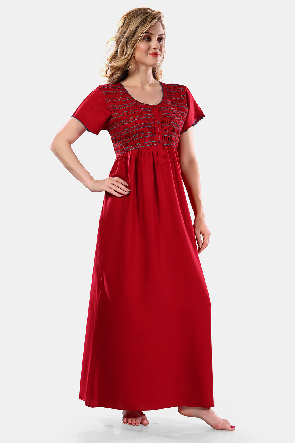 Solid Rayon Nighty / Night Gown For Women