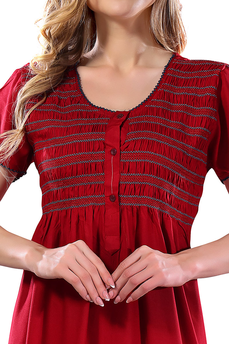 Solid Rayon Nighty / Night Gown For Women