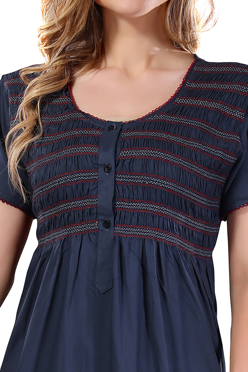 Solid Rayon Nighty / Night Gown For Women, Grey