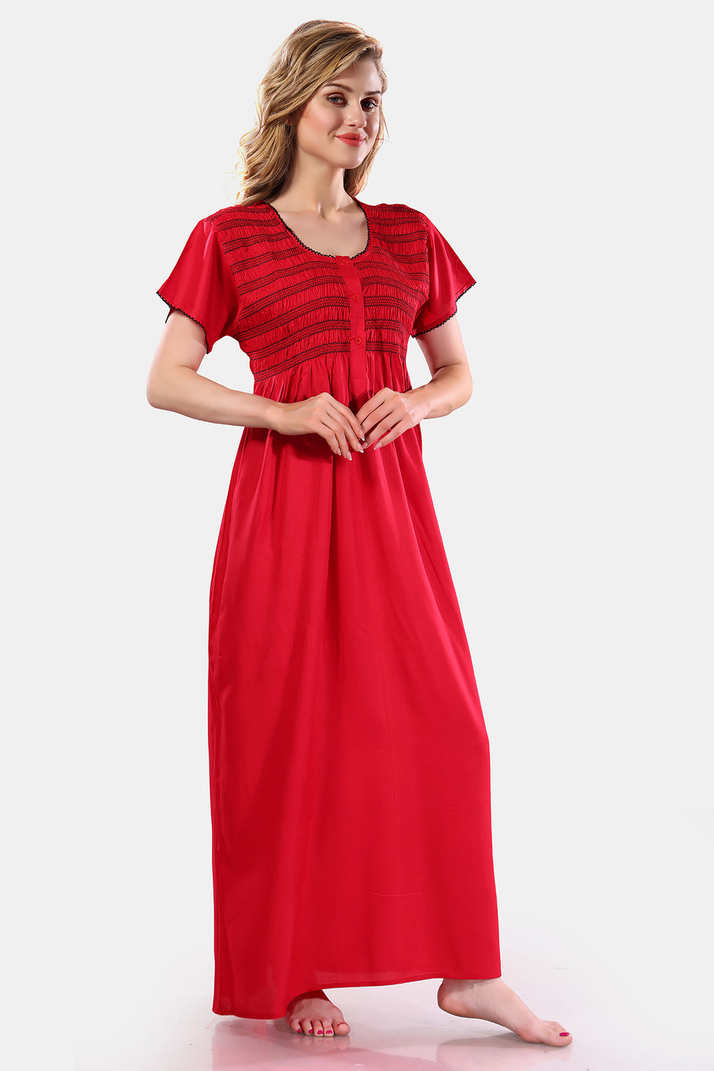 Solid Rayon Nighty / Night Gown For Women