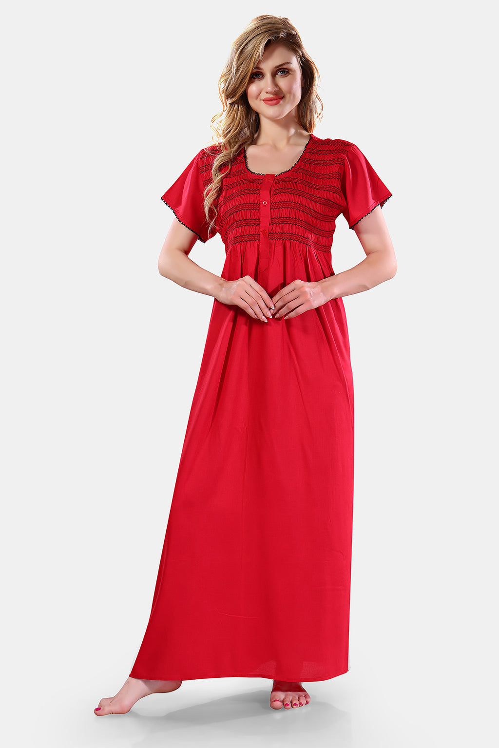 Solid Rayon Nighty / Night Gown For Women