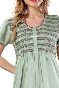 Pistachio Green Solid Rayon Nighty / Maxi Night Gown for Women
