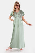 Pistachio Green Solid Rayon Nighty / Maxi Night Gown for Women