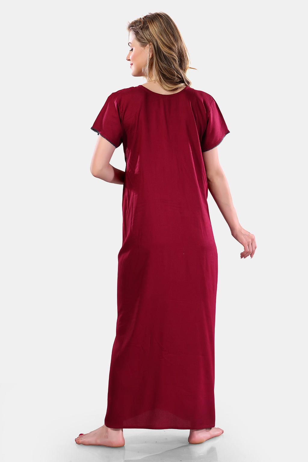 Solid Rayon Nighty / Night Gown For Women