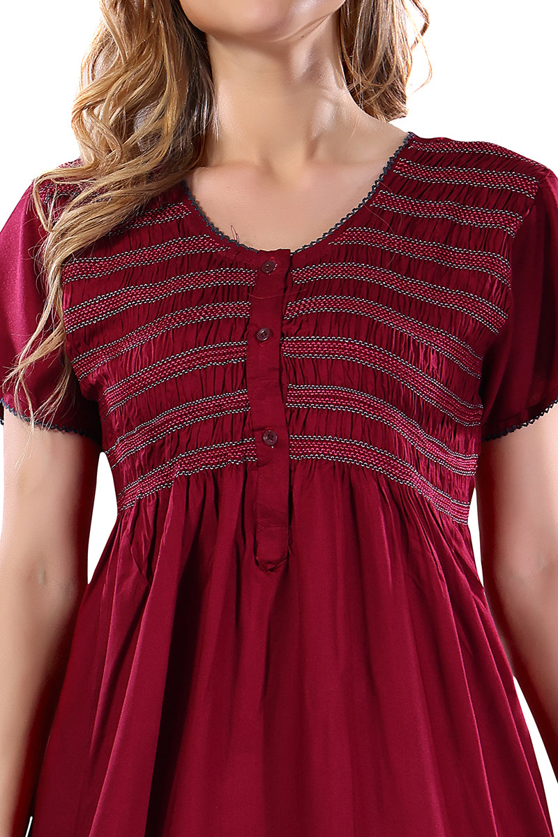 Solid Rayon Nighty / Night Gown For Women