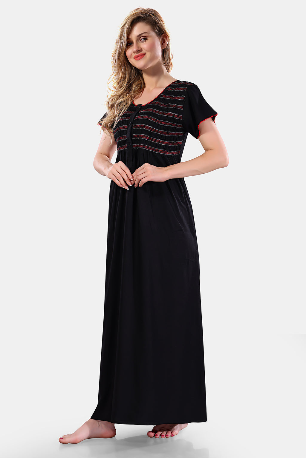 Solid Rayon Nighty / Night Gown For Women