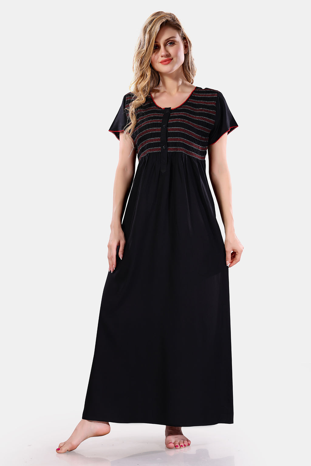 Solid Rayon Nighty / Night Gown For Women