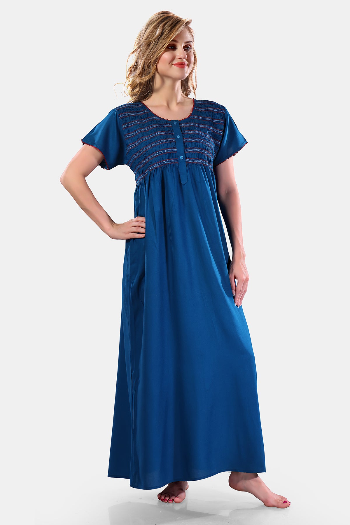 Solid Rayon Nighty / Night Gown For Women