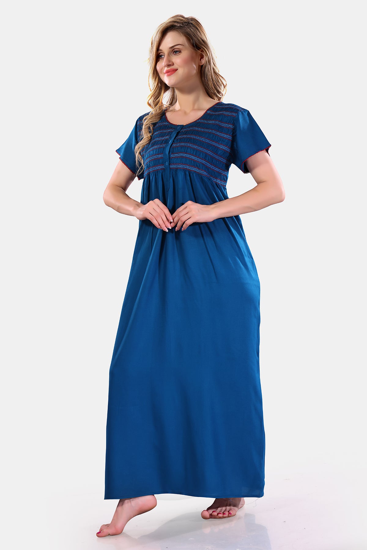 Solid Rayon Nighty / Night Gown For Women