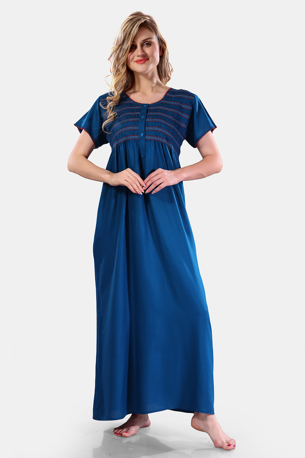 Solid Rayon Nighty / Night Gown For Women