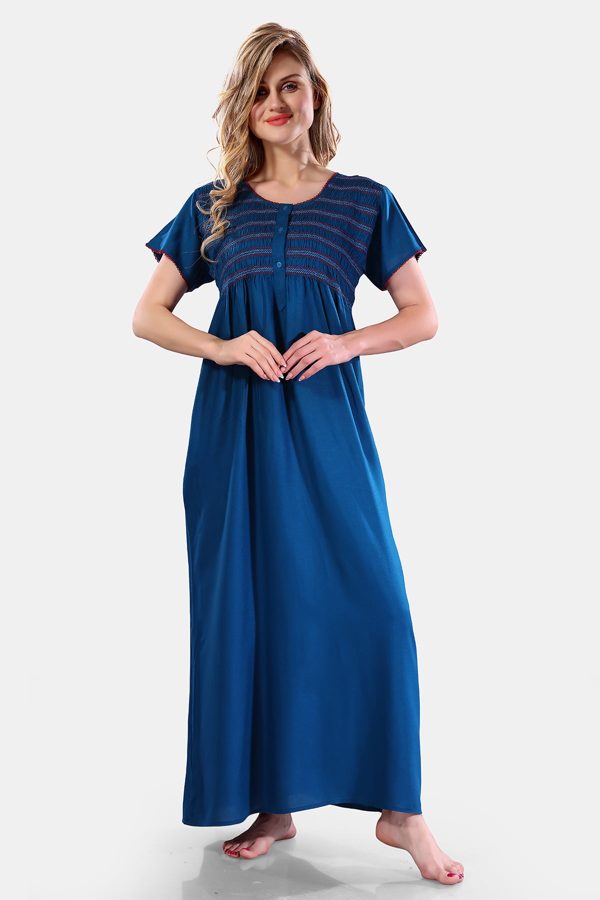 Solid Rayon Nighty / Night Gown For Women