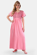 Light Pink Solid Rayon Nighty for Women