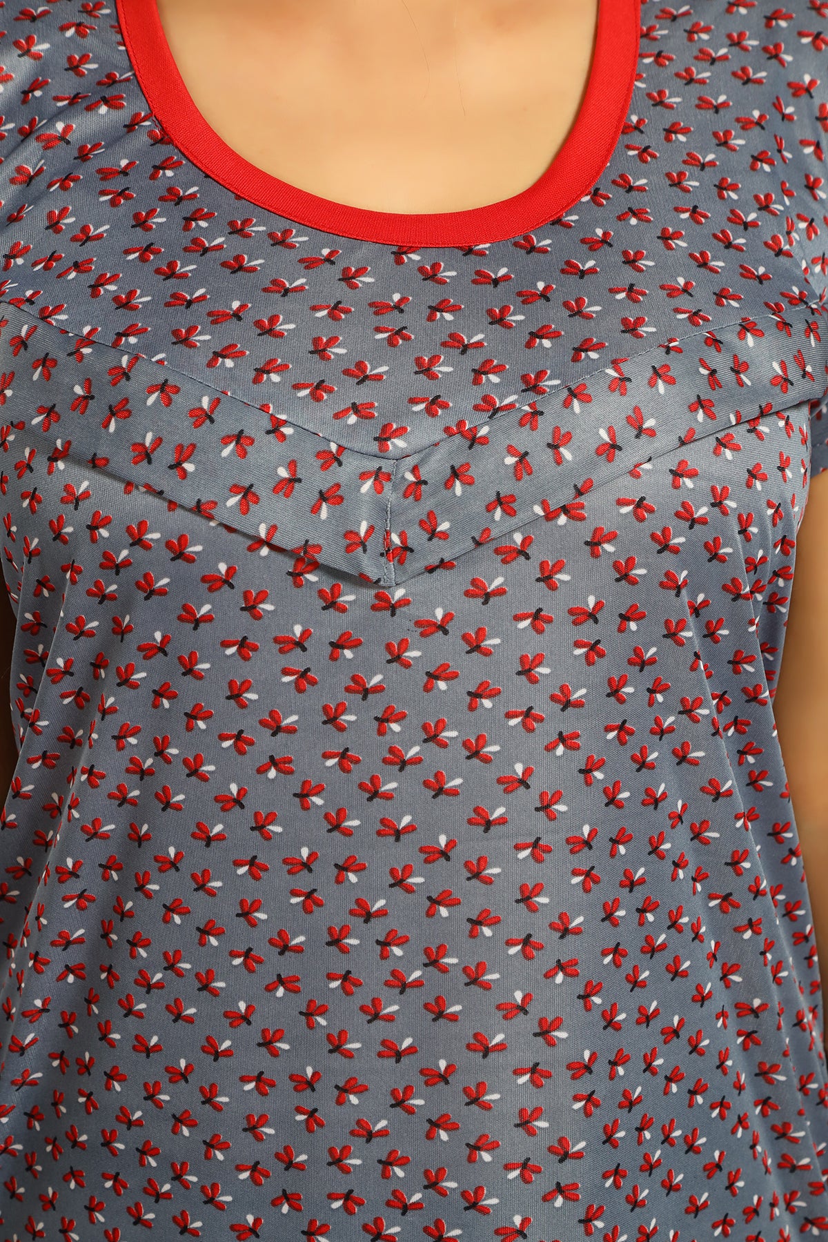 Blue Printed Sarina Satin Feeding & Maternity Gown for Women