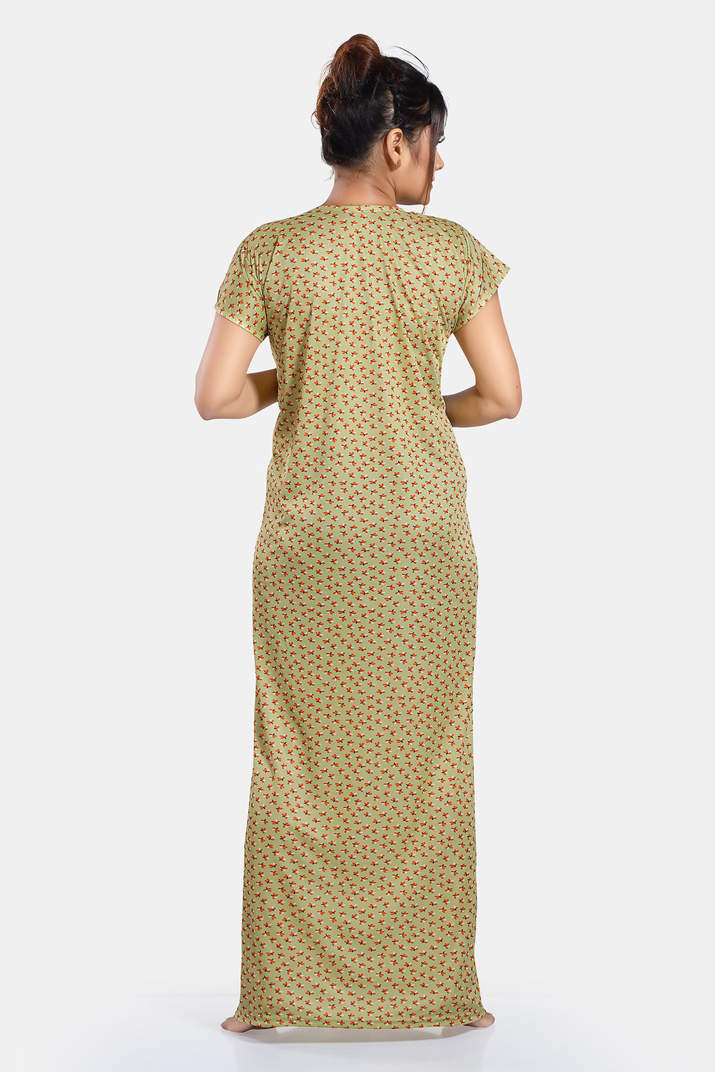 Light Green Printed Feeding / Maternity Gown for Women