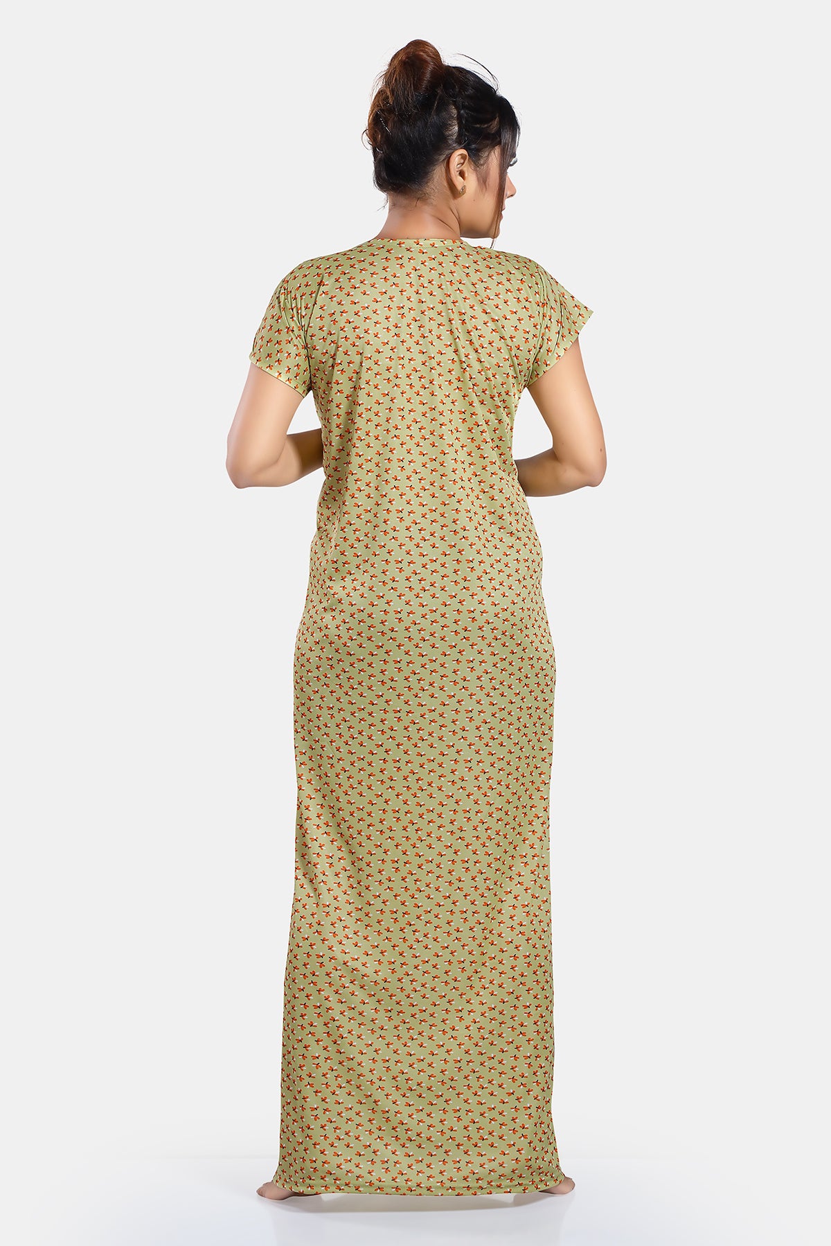 Light Green Printed Feeding / Maternity Gown for Women
