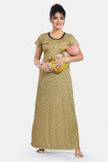 Light Green Printed Feeding / Maternity Gown for Women