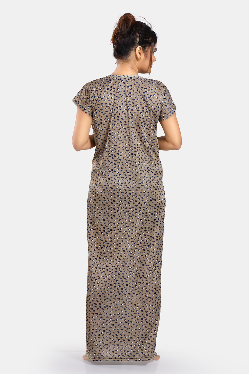 Printed Satin Maternity Gown For Women Back