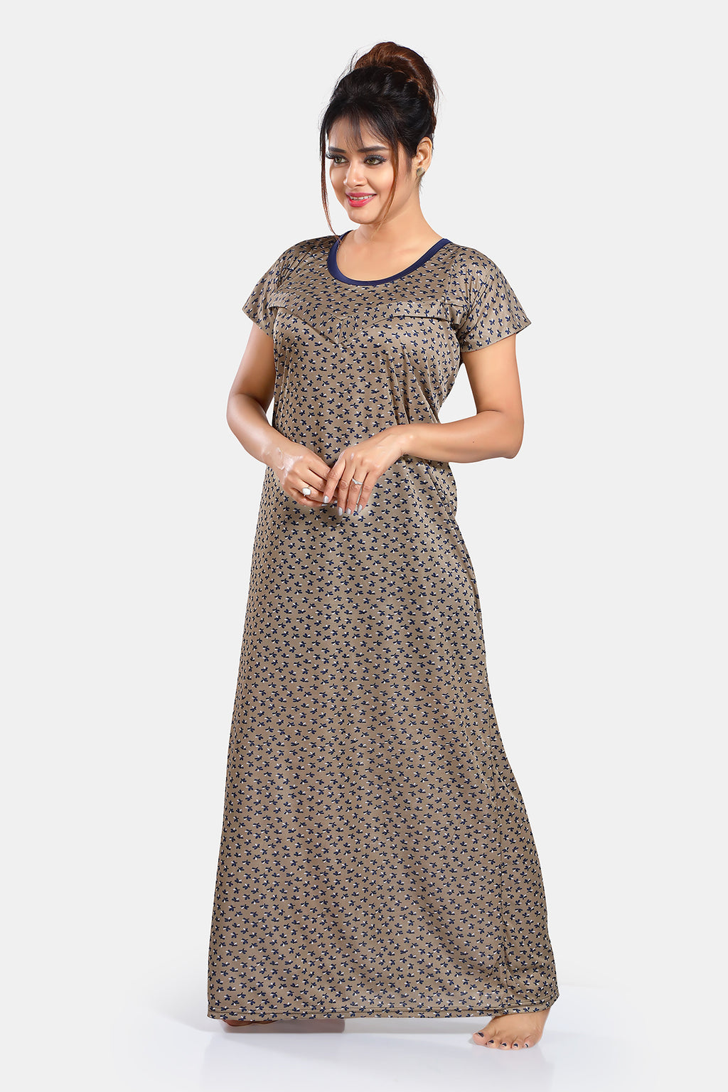 Printed Satin Maternity Gown For Women 