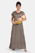 Printed Satin Feeding Gown For Women Front