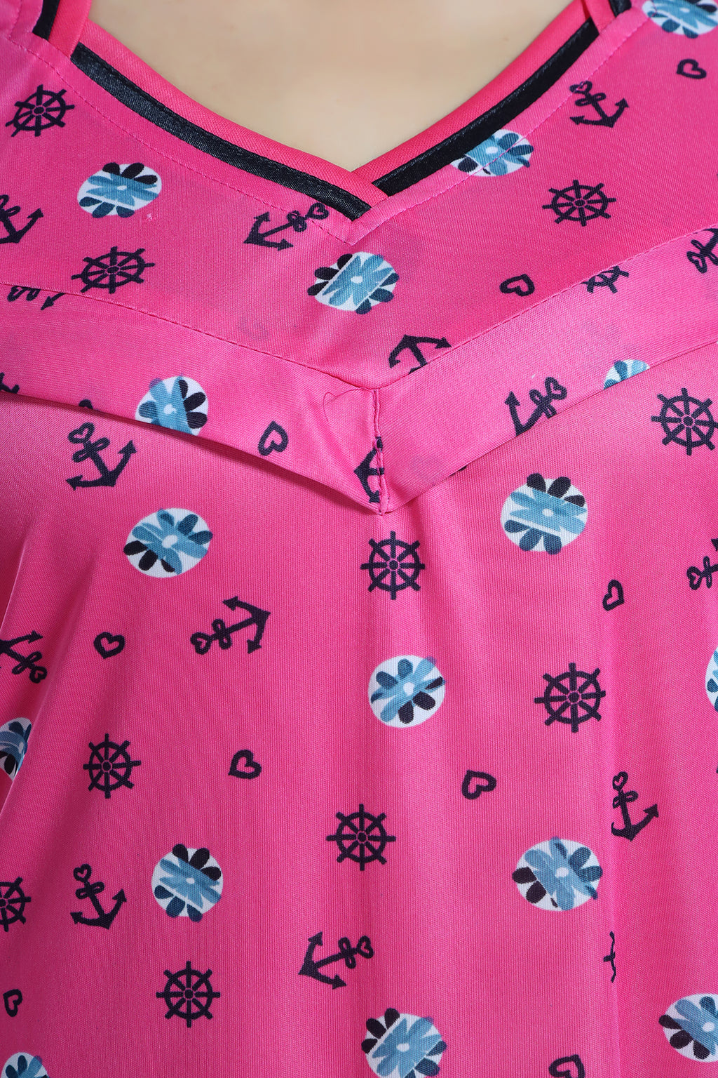 Pink Printed Sarina Satin Feeding Maternity Gown