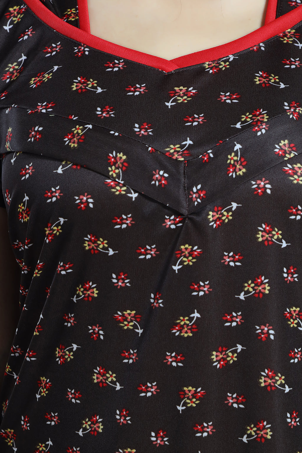 Brown Printed Sarina Satin Feeding & Maternity Gown for Women