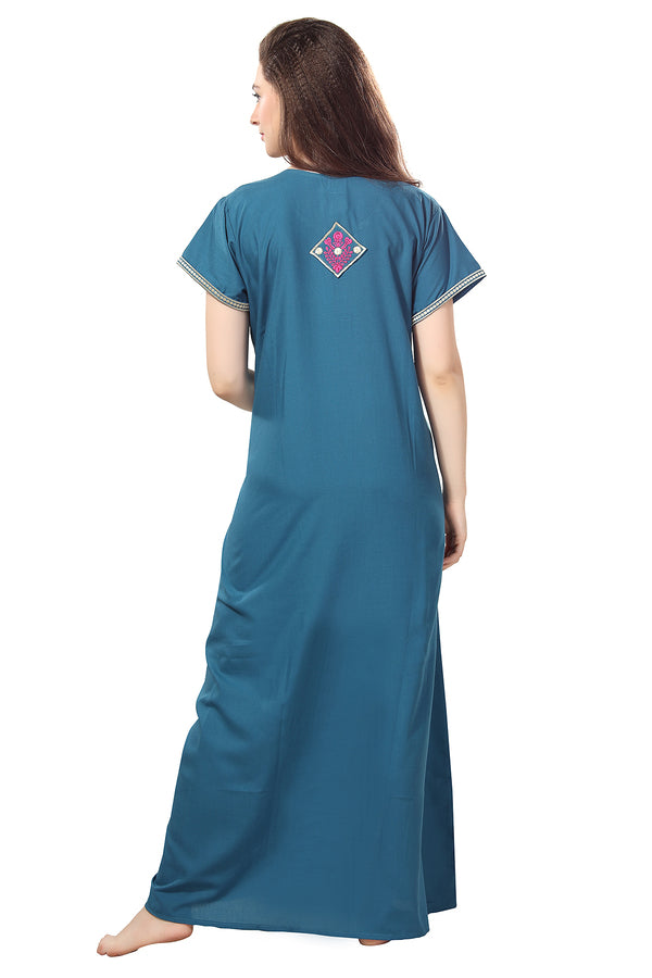 Embroidered Lizzy Bizzy Cotton Maxi Nighty back