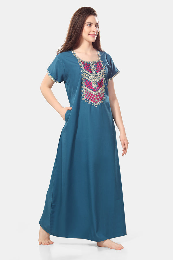 Night Gowns For Women, Teal Blue