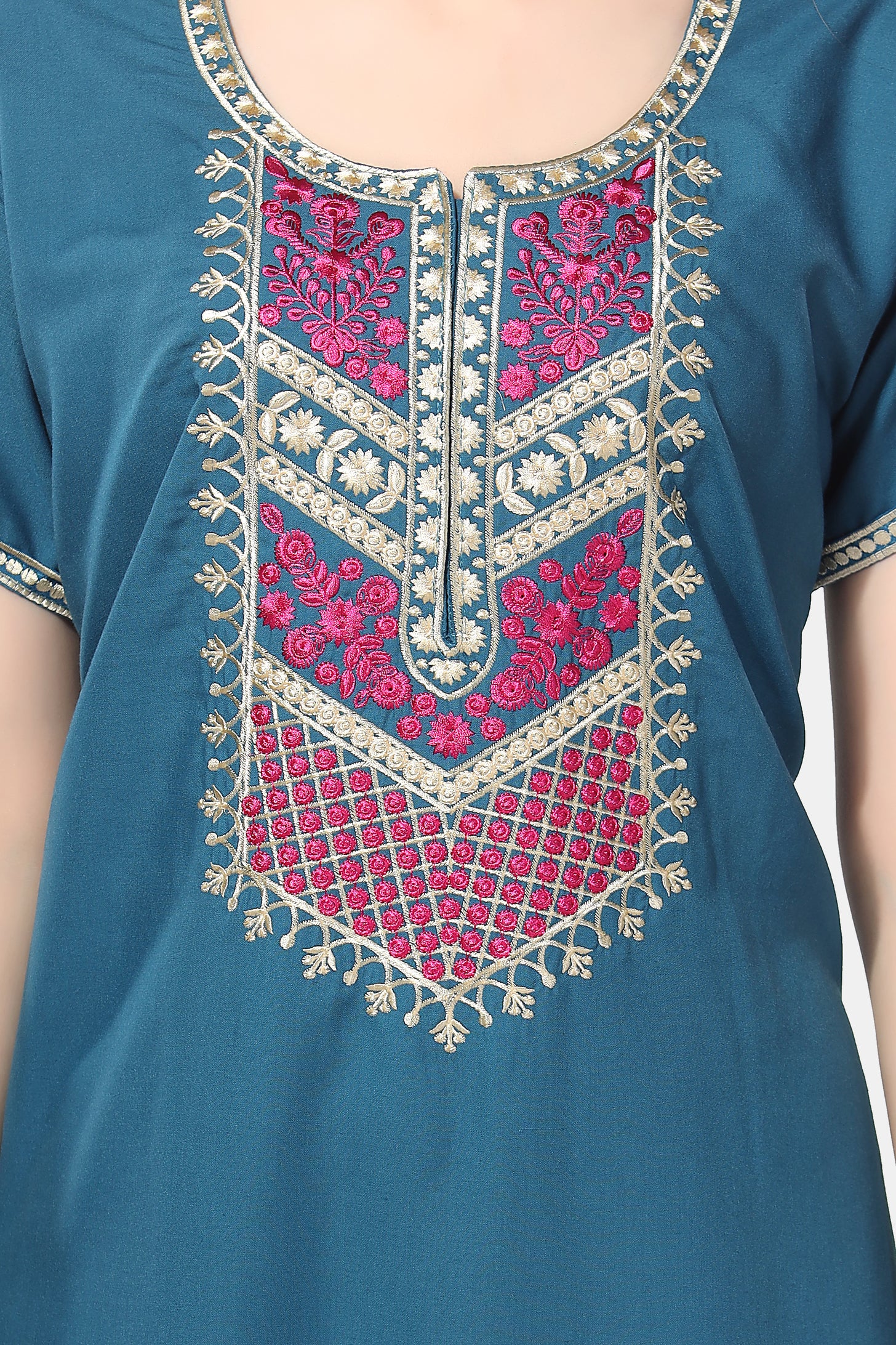  Night Gowns For Women, Teal Blue close view