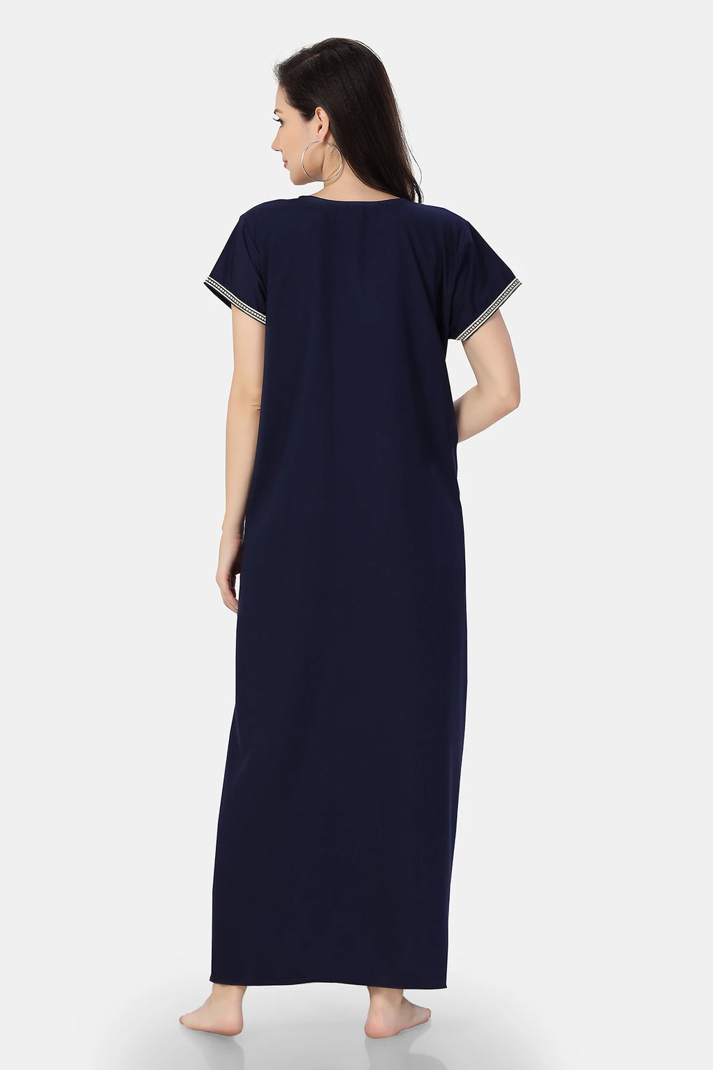 Navy blue maxi nighty back view
