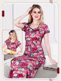 Pink Floral Sarina Satin Maternity & Feeding Gown for Women