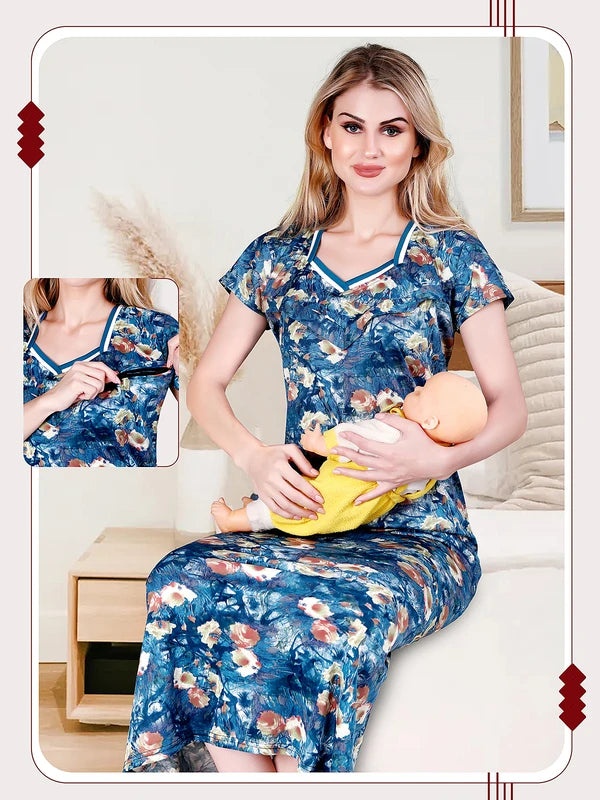 Comfortable maternity satin nighty for women
