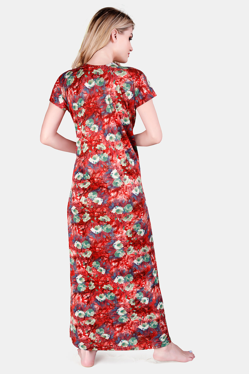 Floral Print Sarina Satin Maternity Gown for Women Back