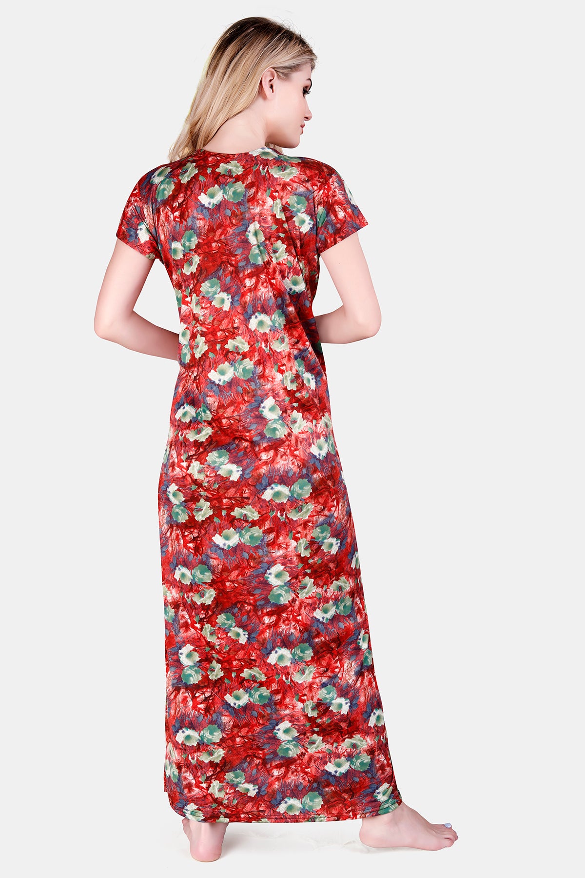 Floral Print Sarina Satin Maternity Gown for Women Back