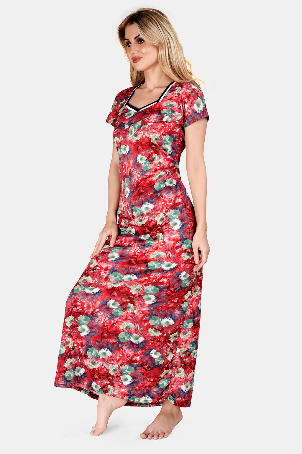 Floral Print Sarina Satin Maternity Gown for Women Side