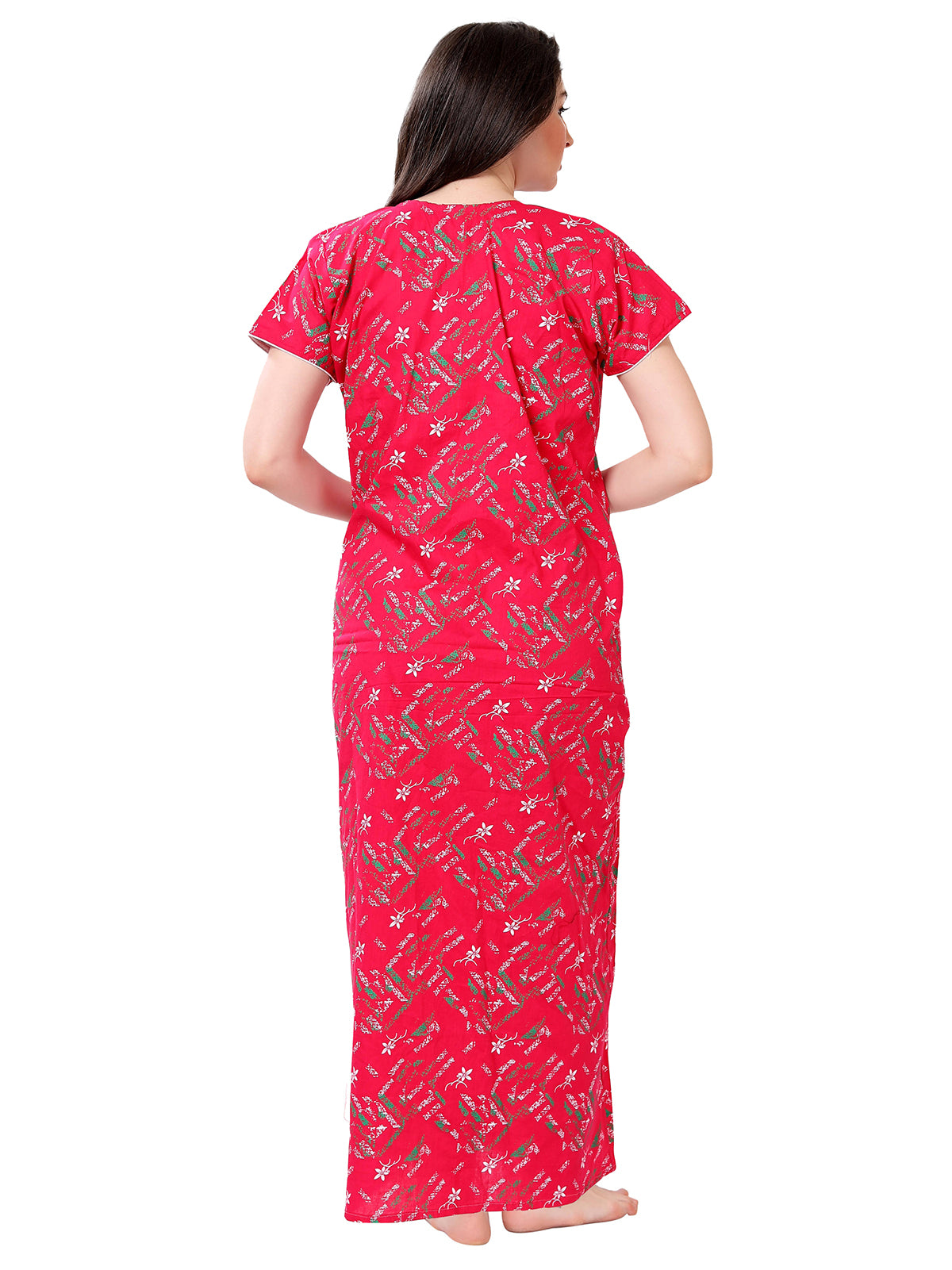 Be You Printed Cotton Maxi Night Gown for Women Back