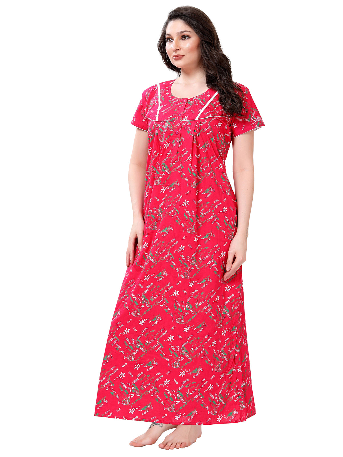 Be You Printed Cotton Maxi Night Gown for Women Image