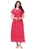 Be You Printed Cotton Maxi Night Gown for Women  