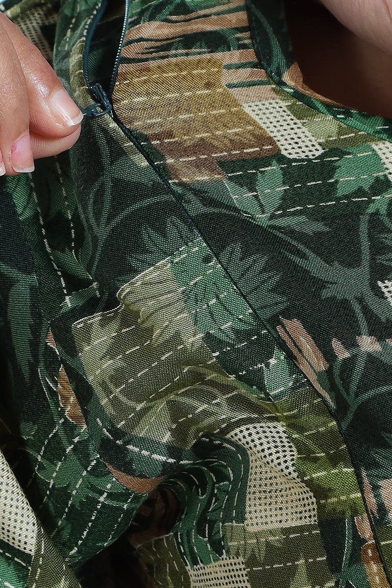 Green Printed Rayon Feeding Flared Kurti