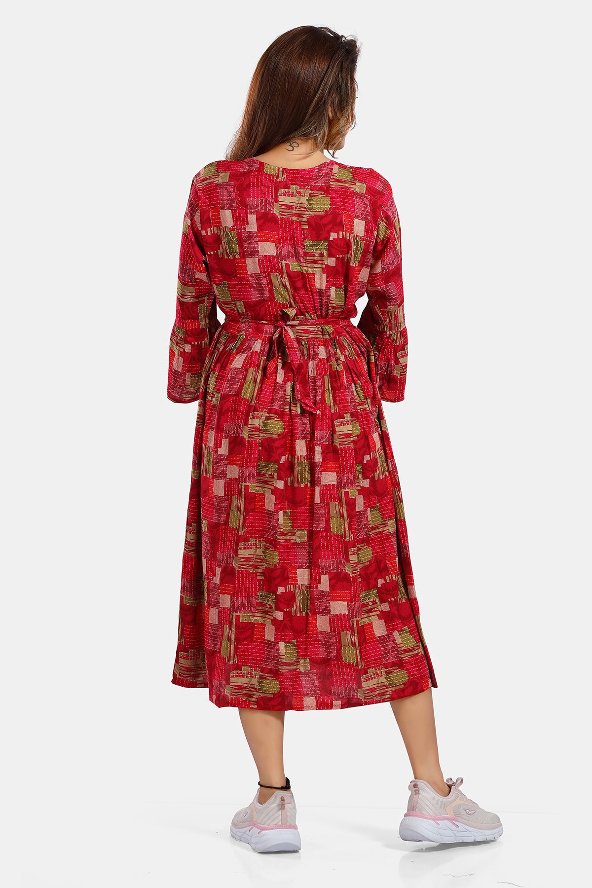 Pink Printed Rayon Feeding Flared Kurti for Women