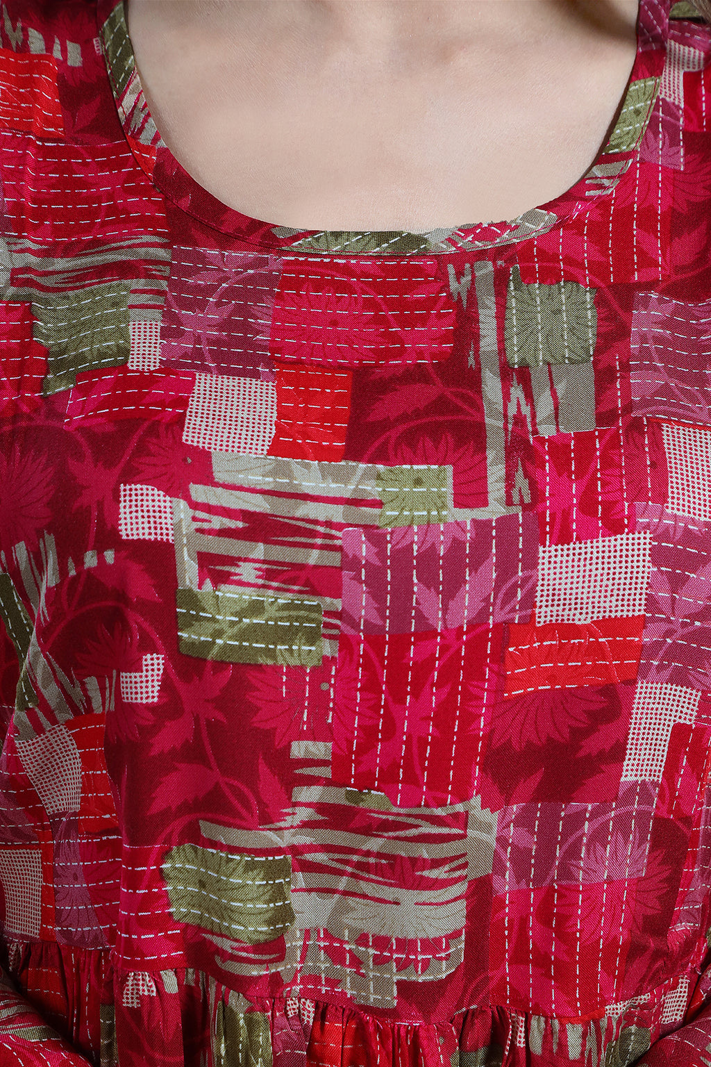 Pink Printed Rayon Feeding Flared Kurti for Women