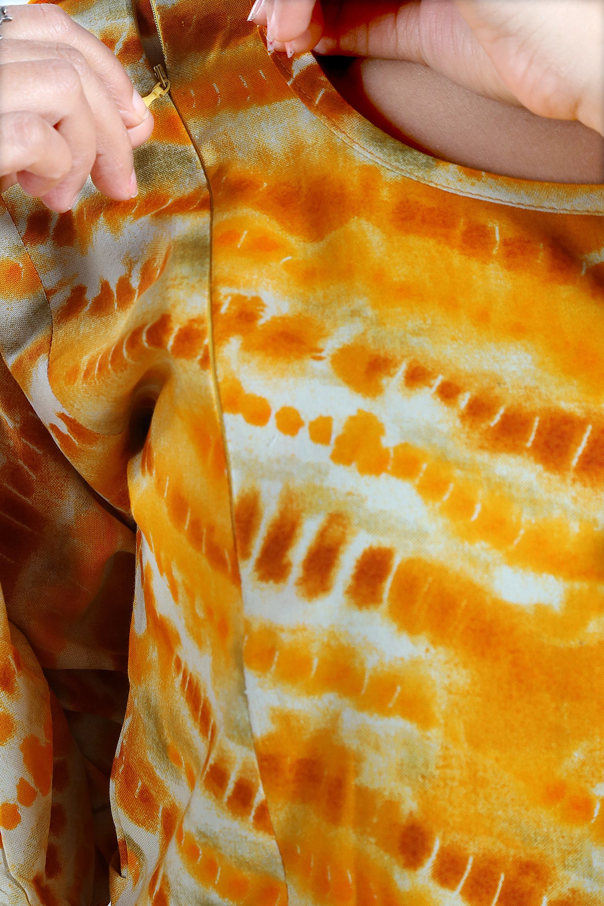 Yellow Tie-Dye Rayon Feeding Flared Kurti