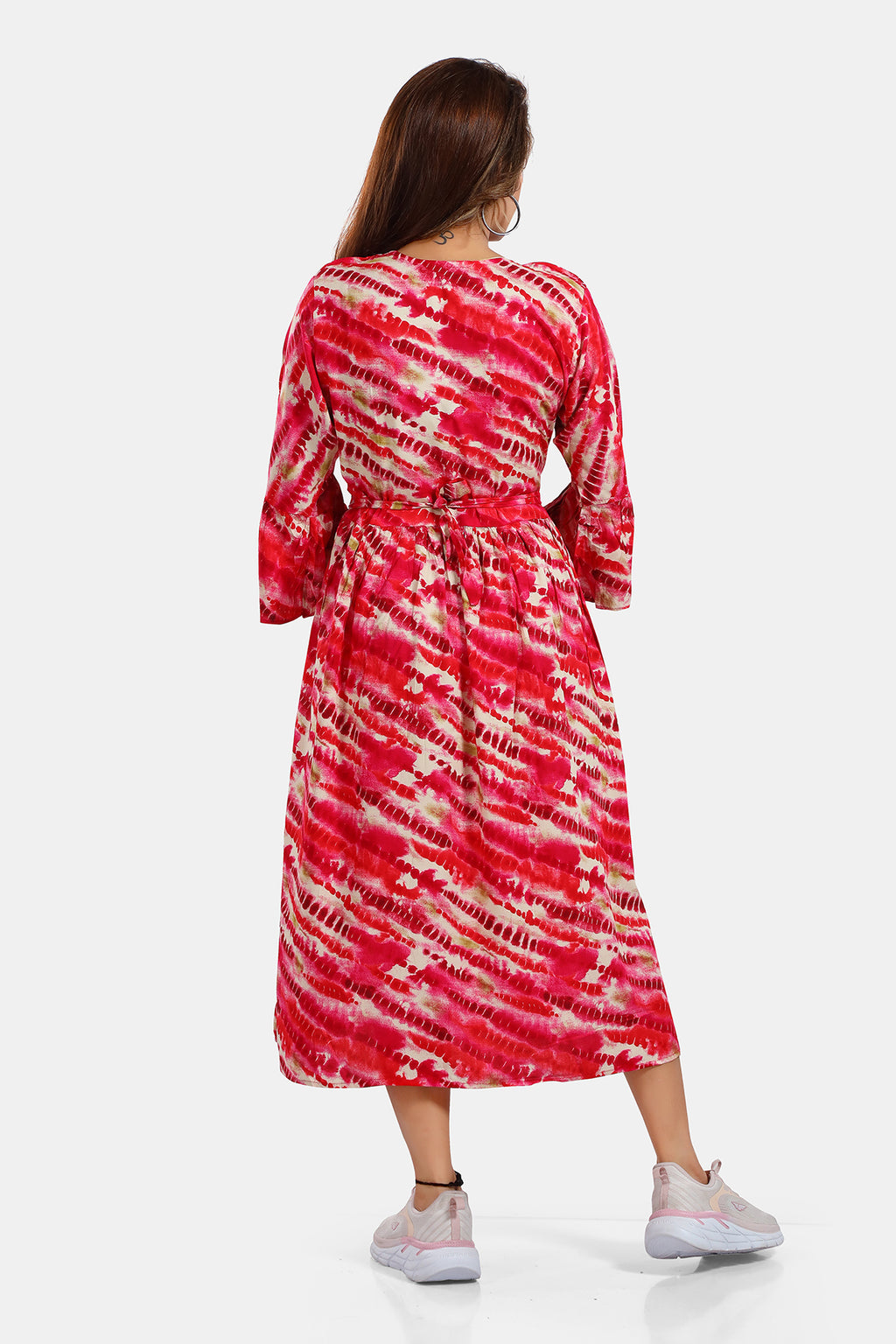 Pink Tie-Dye Rayon Feeding Flared Kurti