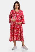 Pink Tie-Dye Rayon Feeding Flared Kurti