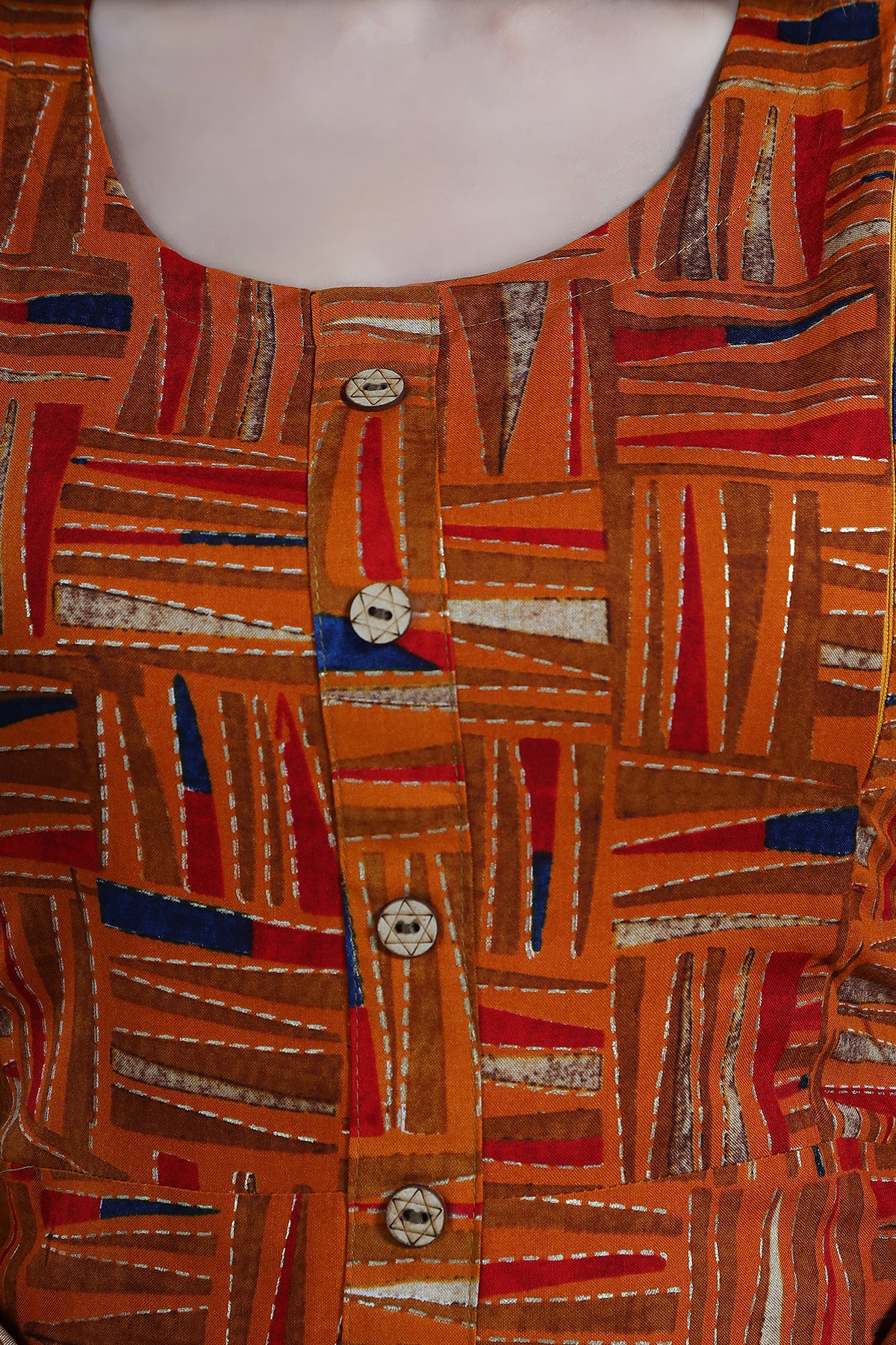 Women’s Brownish Orange Rayon Abstract Nursing Kurti