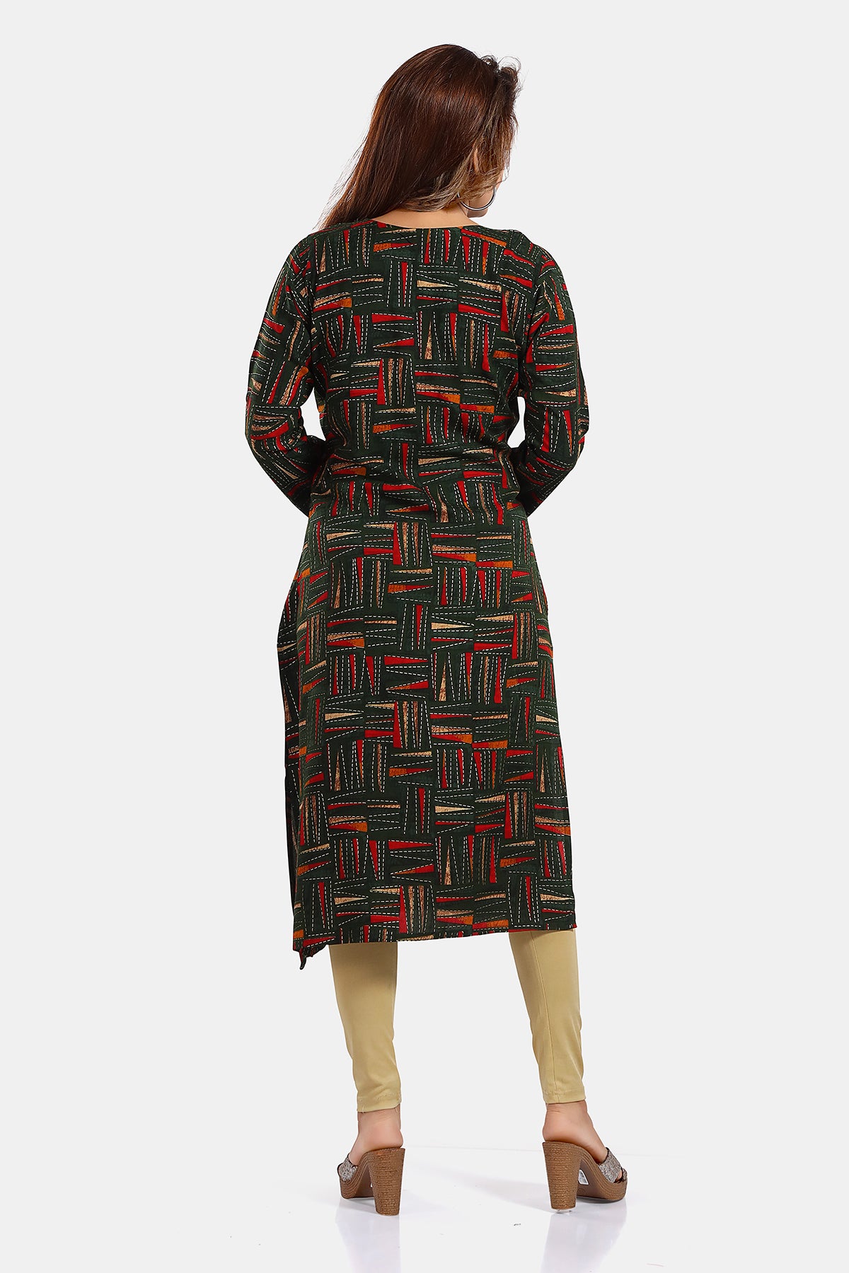 Abstract Print Rayon Maternity Straight Kurti for Women Back